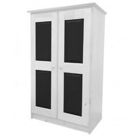 Tall Boy Childrens 2 Door Whitewash Wardrobe with Graphite details