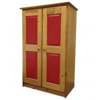 Tall Boy Childrens 2 Door Antique Wardrobe with Red details