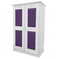 Tall Boy Childrens 2 Door Whitewash Wardrobe with Lilac details