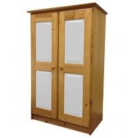 Tall Boy Childrens 2 Door Antique Wardrobe with White details