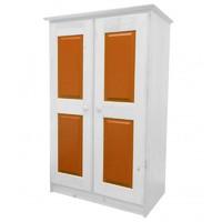 Tall Boy Childrens 2 Door Whitewash Wardrobe with Orange details