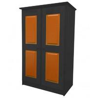 tall boy childrens 2 door graphite wardrobe with orange details