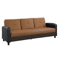 Tampa Faux Leather Sofa Bed Caramel and Dark Brown