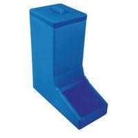 TABLE TOP DISPENSE BIN, WITH CLEAR FLAP AND TOP LID ALLOWING IT TO BE FILLED FROM THE TOP AND DISP