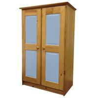 Tall Boy Childrens 2 Door Antique Wardrobe with Baby Blue details