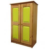 Tall Boy Childrens 2 Door Antique Wardrobe with Lime details