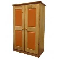 Tall Boy Childrens 2 Door Antique Wardrobe with Orange details