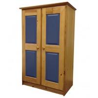 Tall Boy Childrens 2 Door Antique Wardrobe with Blue details