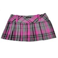 Tartan Mini Skirt 12in length (30.5cm) by Crazy Chick (8, PINK GREY)