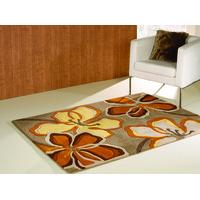 Taupe & Orange Carved Contemporary Rug Medow 120X170