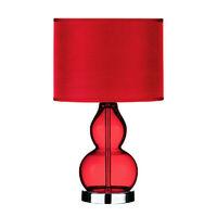 Table Lamp Red Glass with Chrome Base Red Shade