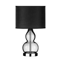 Table Lamp Smoke Grey Glass with Chrome Base Black Shade