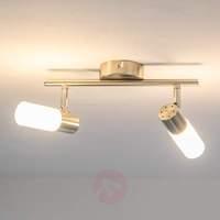 Tamia 2-bulb LED ceiling light, matt nickel