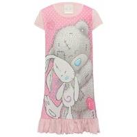 Tatty Teddy girls 100% cotton pink short sleeve frill hem character graphic print nightdress - Pink