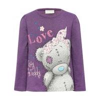 Tatty Teddy girls purple long sleeve pull on character teddy print love slogan t-shirt - Purple