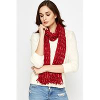 tassel hem metallic knit scarf