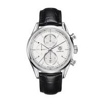 TAG Heuer Carrera Automatic white dial Chronograph men\'s leather strap watch