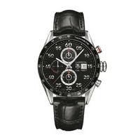 TAG Heuer Carrera Automatic Chronograph Calibre 1887 men\'s black leather strap watch