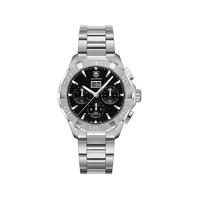 TAG Heuer Aquaracer Calibre 45 automatic chronograph men\'s black dial stainless steel bracelet watch