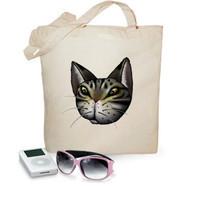 tabby cat face tote