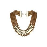Tan & Gold Multi Layered Collar Necklace