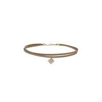 Tan & Gold Diamond Shape Pendant Choker Necklace