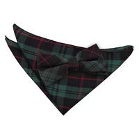 tartan black green with red bow tie 2 pc set