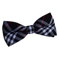 tartan black white with red bow tie