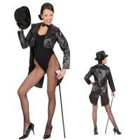 Tailcoat Black Satin Womens Costume Medium For Hardy Hollywood Film Fancy Dress