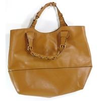 Tan Faux Leather Structured Bag