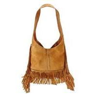 Tan Suede Fringed Shoulder Bag