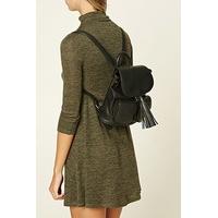 Tasseled Faux Leather Backpack