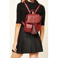 Tasseled Faux Leather Backpack