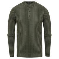 Taro Ribbed Long Sleeve Henley Top in Thyme  Dissident