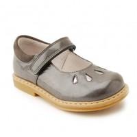 tamara grey patent girls riptape first walking shoes