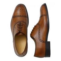 tan leather semi brogue shoes 10 savile row