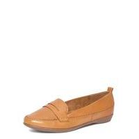 Tan Comfort Leather Slip-On Loafers, Brown