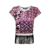 TAPESTRY FLORAL FRINGE TOP