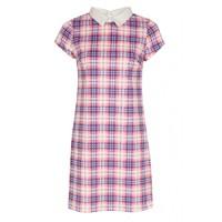 TARTAN COLLAR PONTI DRESS