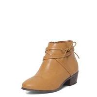 tan bow wrapped ankle boots brown