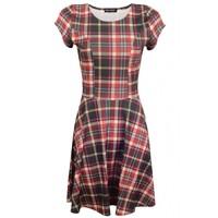 TARTAN FITTED SKATER DRESS