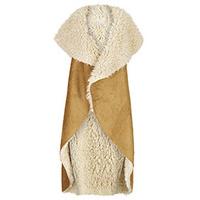 Tan & Cream Suedette Faux Fur Coatigan