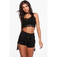 Tassel Trim Solid Colour Shorts - black