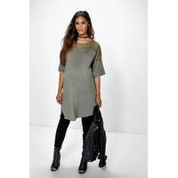 taylor mesh insert t shirt dress khaki