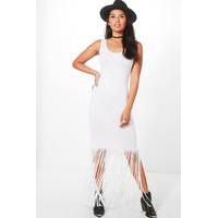 Tassel Sleeveless Maxi Dress - white
