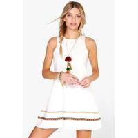 Tape Trim Festival Swing Dress - white