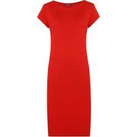 Tammie Basic Short Sleeve Midi Dress - Red