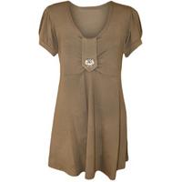 tamika sparkle button detail top mocha