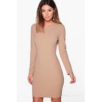 Tailored Long Sleeve Dress - camel