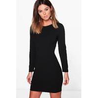 Tailored Long Sleeve Dress - black